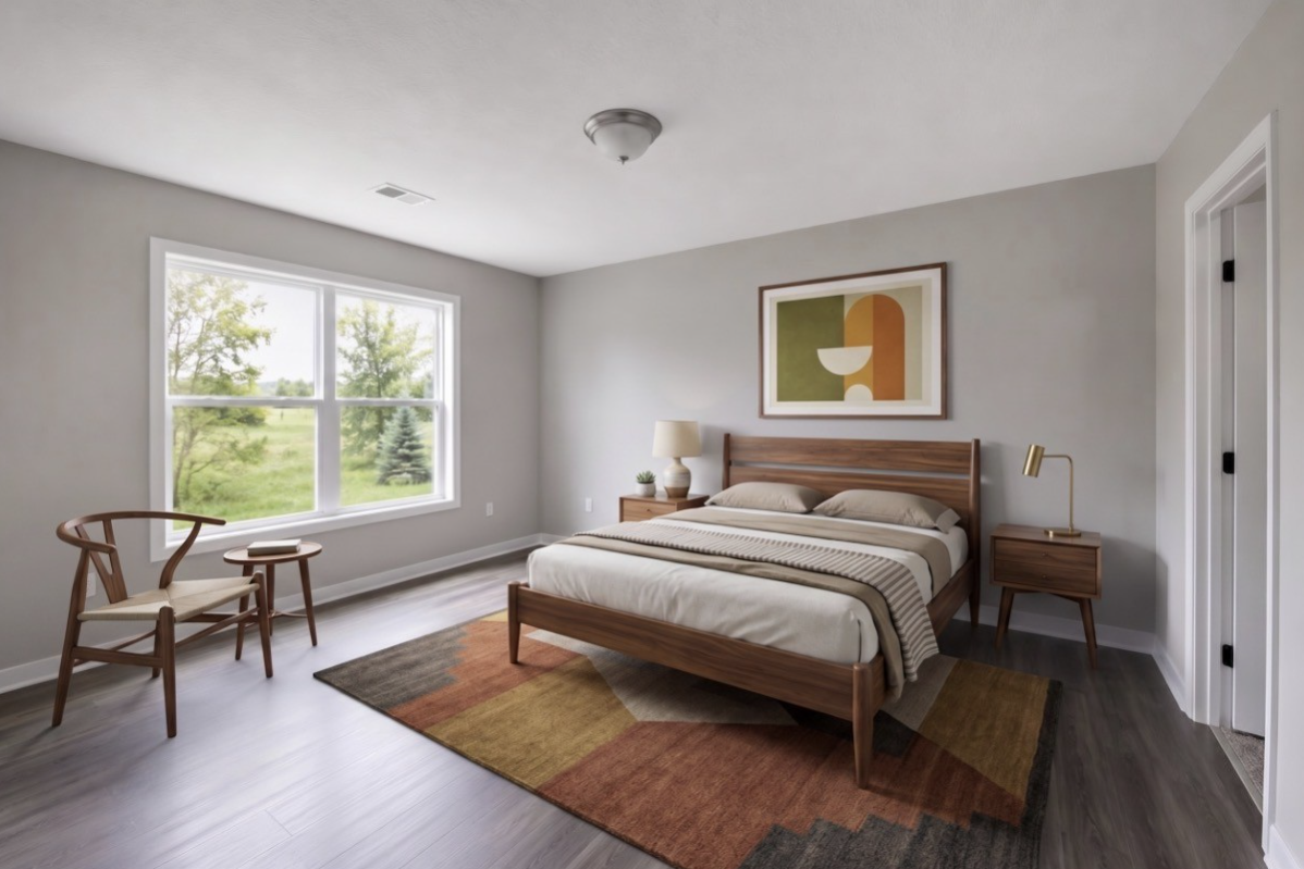 Mid-Century Modern Style Wooden Bed Frame